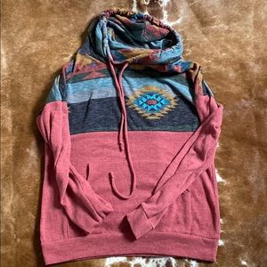 Aztec mock neck sweater